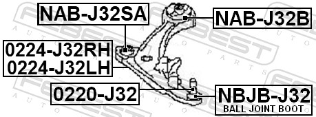 Control Arm-/Trailing Arm Bush - NAB-J32SA FEBEST