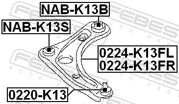 Control Arm-/Trailing Arm Bush - NAB-K13S FEBEST