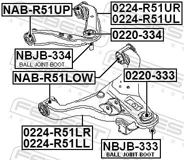 Control Arm-/Trailing Arm Bush - NAB-R51LOW FEBEST