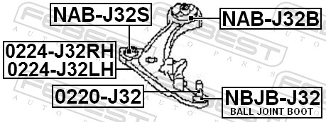 Kit riparazione, Giunto di supporto / guida - NBJB-J32 FEBEST