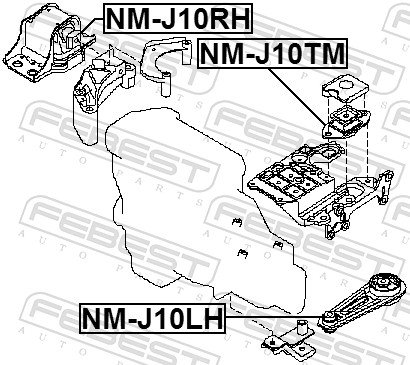 Подвеска, ступенчатая коробка передач - NM-J10TM FEBEST