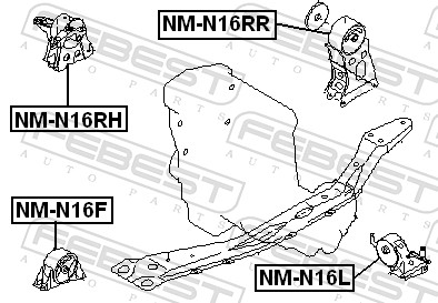 Подвеска, двигатель - NM-N16RR FEBEST