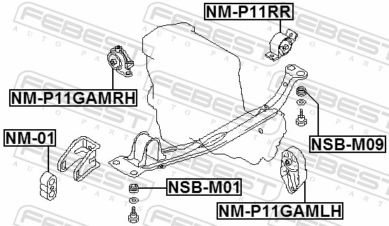 Подвеска, двигатель - NM-P11GAMRH FEBEST