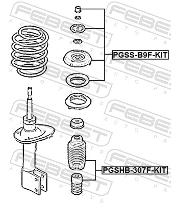 Ремкомплект, опора стойки амортизатора - PGSS-B9F-KIT FEBEST