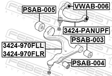 Control Arm-/Trailing Arm Bush - PSAB-005 FEBEST