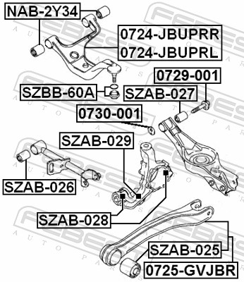 valdymo svirties/išilginių svirčių įvorė - SZAB-029 FEBEST
