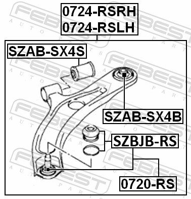 Control Arm-/Trailing Arm Bush - SZAB-SX4B FEBEST