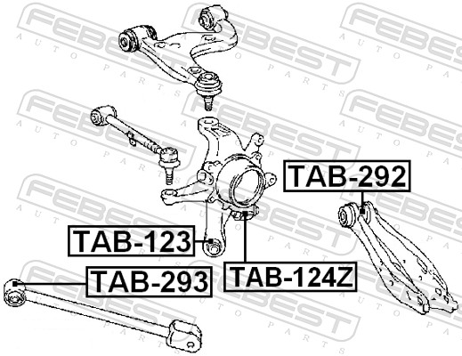 valdymo svirties/išilginių svirčių įvorė - TAB-124Z FEBEST