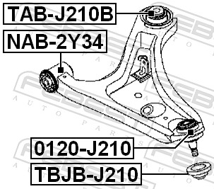 Control Arm-/Trailing Arm Bush - TAB-J210B FEBEST
