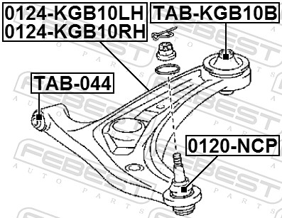 Control Arm-/Trailing Arm Bush - TAB-KGB10B FEBEST