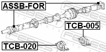 Cuscinetto, Supporto intermedio albero cardanico - TCB-005 FEBEST