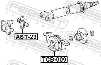 Bearing, propshaft centre bearing - TCB-009 FEBEST