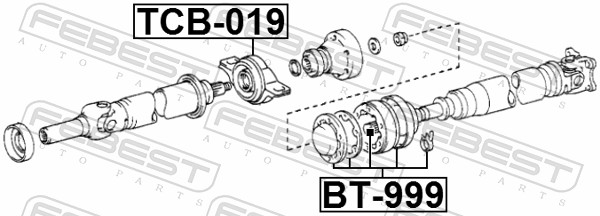 Bearing, propshaft centre bearing - TCB-019 FEBEST