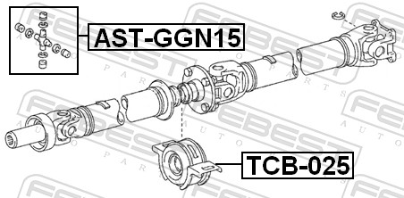 Cuscinetto, Supporto intermedio albero cardanico - TCB-025 FEBEST
