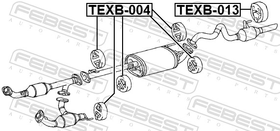 Mounting Kit, exhaust system - TEXB-004 FEBEST