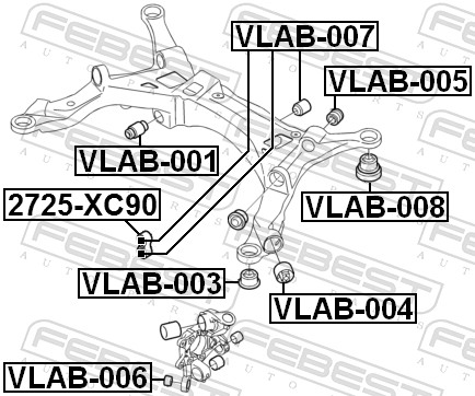 Mounting, axle beam - VLAB-001 FEBEST