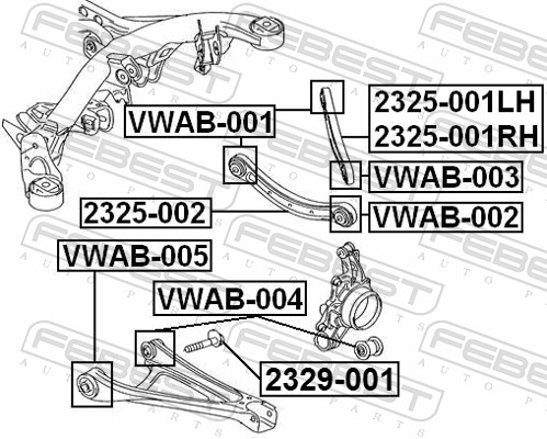 valdymo svirties/išilginių svirčių įvorė - VWAB-005 FEBEST