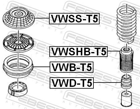 Rolling Bearing, suspension strut support mounting - VWB-T5 FEBEST