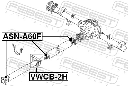 Bearing, propshaft centre bearing - VWCB-2H FEBEST