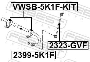 Repair Kit, stabilizer suspension - VWSB-5K1F-KIT FEBEST