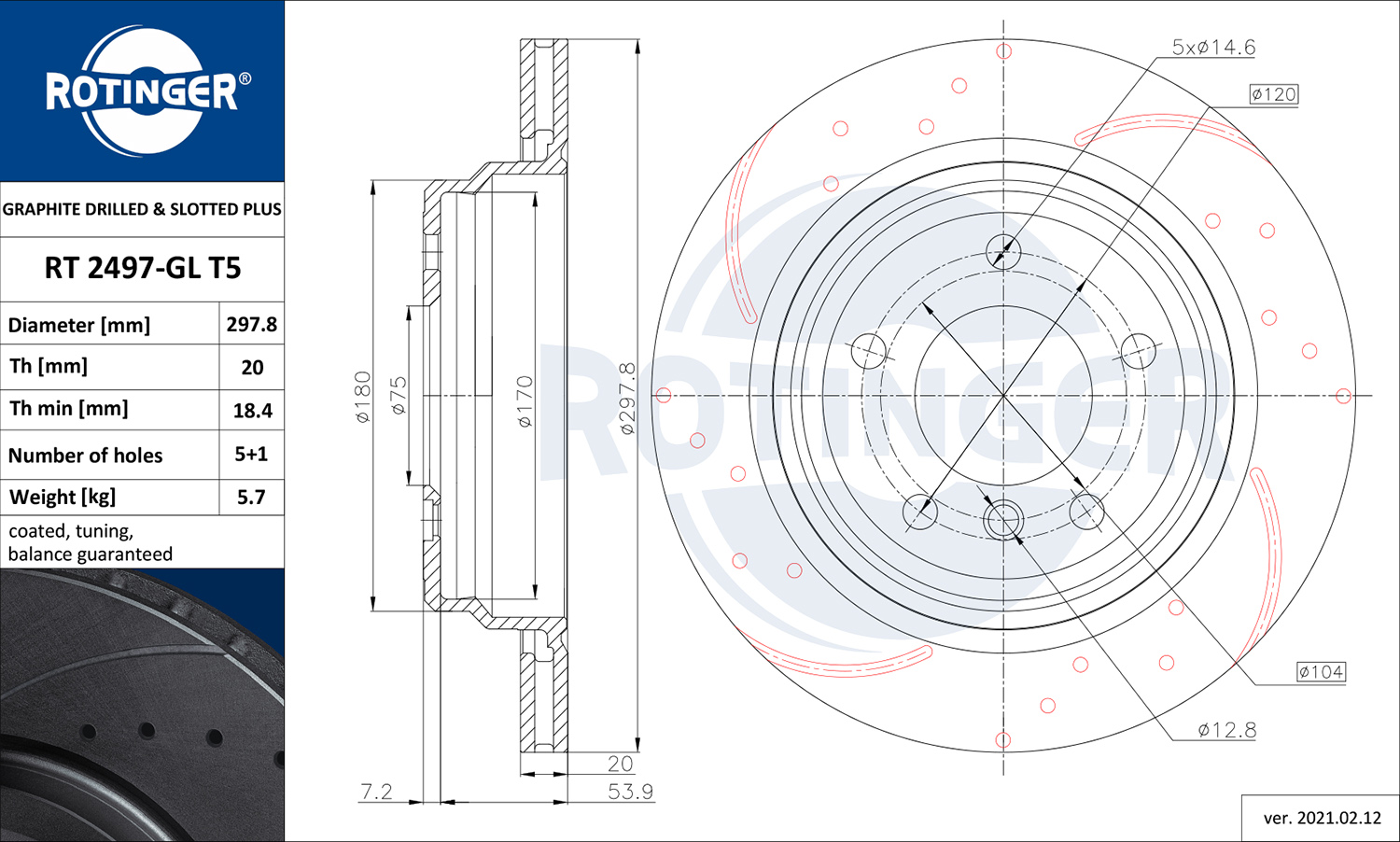 Brake Disc - RT 2497-GL T5 ROTINGER
