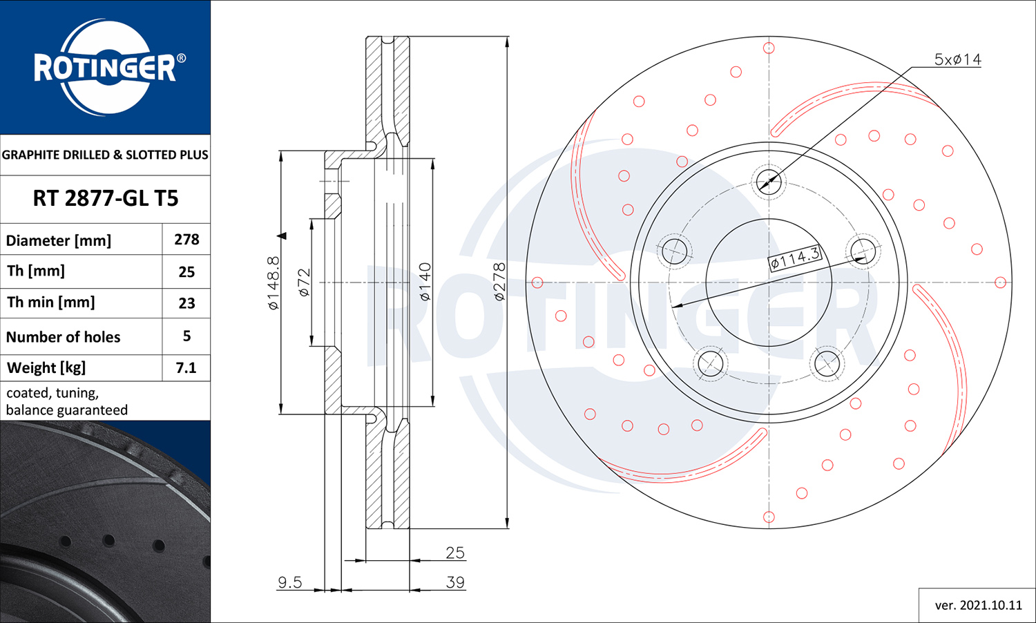 Brake Disc - RT 2877-GL T5 ROTINGER