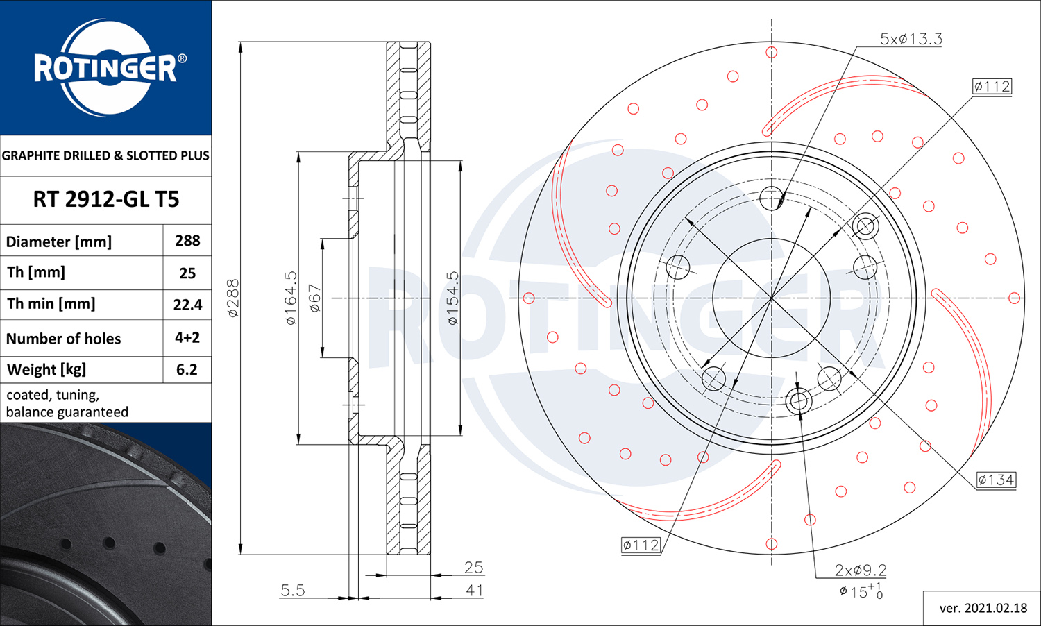 Brake Disc - RT 2912-GL T5 ROTINGER