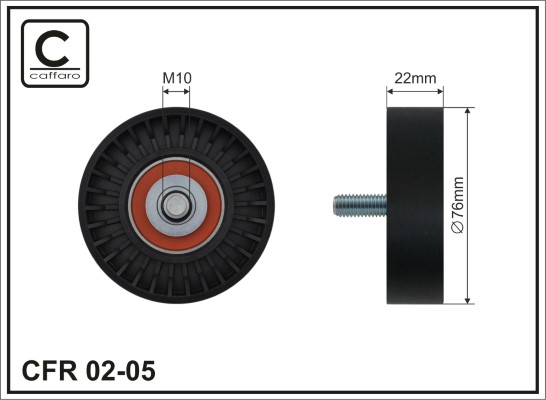 Deflection/Guide Pulley, V-ribbed belt - 02-05 CAFFARO