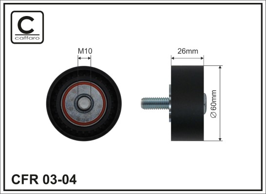 Deflection/Guide Pulley, V-ribbed belt - 03-04 CAFFARO