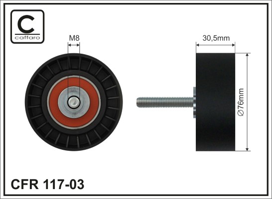 Deflection/Guide Pulley, V-ribbed belt - 117-03 CAFFARO