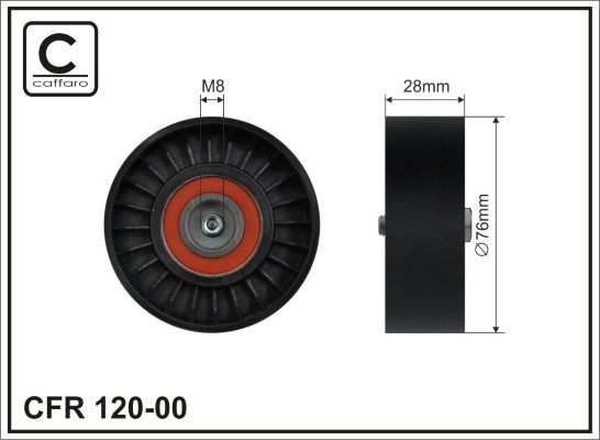 Tensioner Pulley, V-ribbed belt - 120-00 CAFFARO