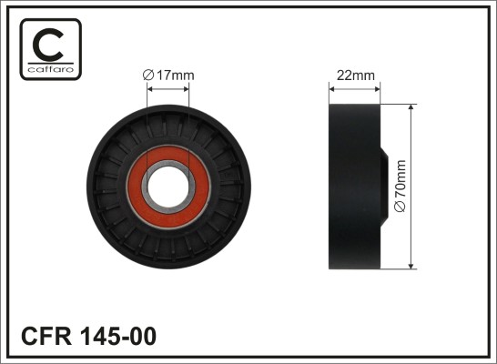 Tensioner Pulley, V-ribbed belt - 145-00 CAFFARO