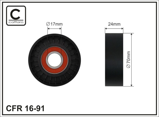 Tensioner Pulley, V-ribbed belt - 16-91 CAFFARO