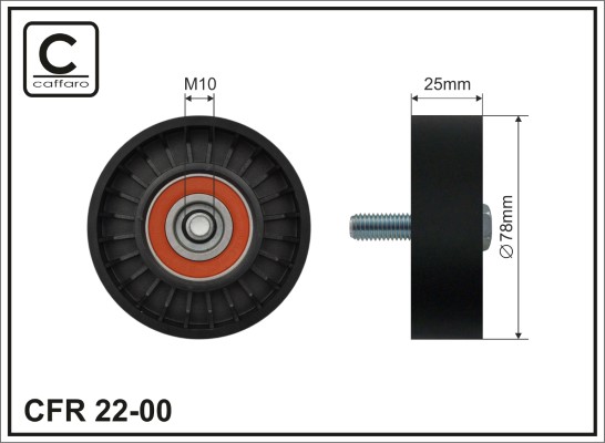 Deflection/Guide Pulley, V-ribbed belt - 22-00 CAFFARO