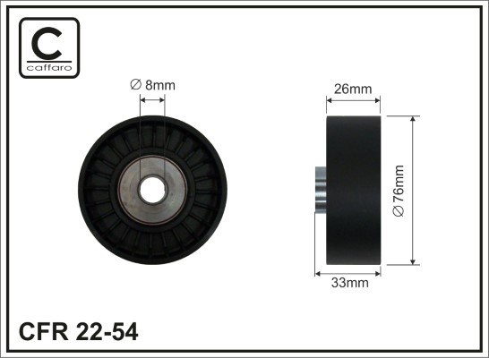 Deflection/Guide Pulley, V-ribbed belt - 22-54 CAFFARO