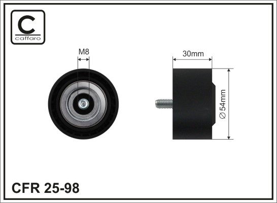 Deflection/Guide Pulley, V-ribbed belt - 25-98 CAFFARO