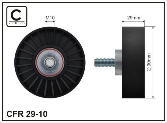 Deflection/Guide Pulley, V-ribbed belt - 29-10 CAFFARO