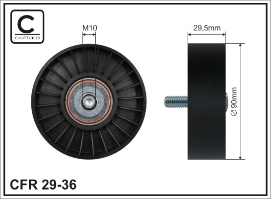 Deflection/Guide Pulley, V-ribbed belt - 29-36 CAFFARO