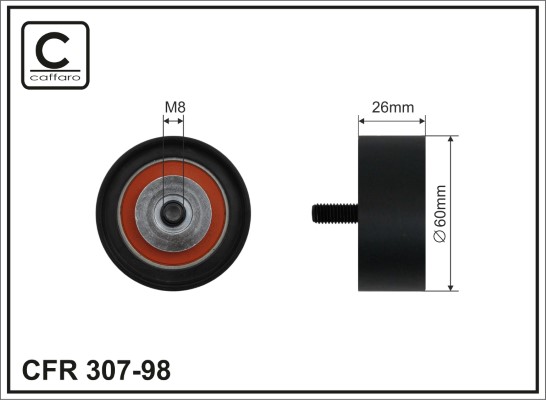 Deflection/Guide Pulley, V-ribbed belt - 307-98 CAFFARO