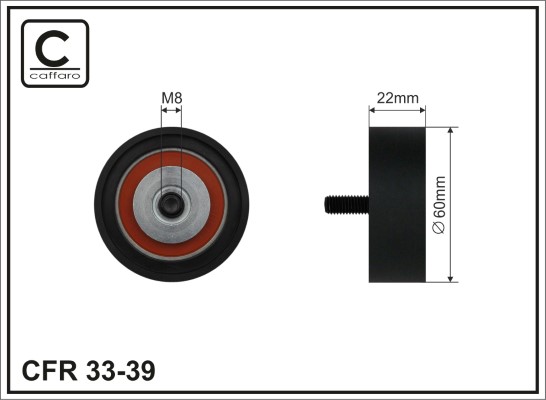 Deflection/Guide Pulley, V-ribbed belt - 33-39 CAFFARO