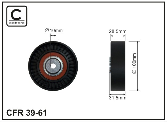 Deflection/Guide Pulley, V-ribbed belt - 39-61 CAFFARO