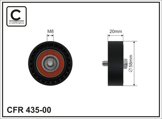 Tensioner Pulley, V-ribbed belt - 435-00 CAFFARO