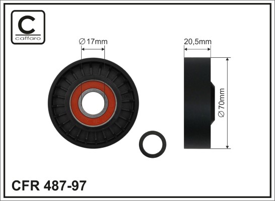 Tensioner Pulley, V-ribbed belt - 487-97 CAFFARO