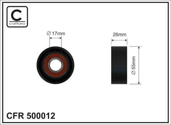 Tensioner Pulley, V-ribbed belt - 500012 CAFFARO