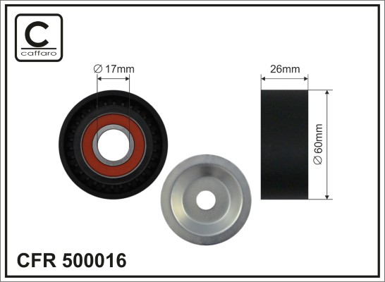 Tensioner Pulley, V-ribbed belt - 500016 CAFFARO