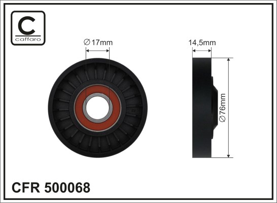 Tensioner Pulley, V-ribbed belt - 500068 CAFFARO