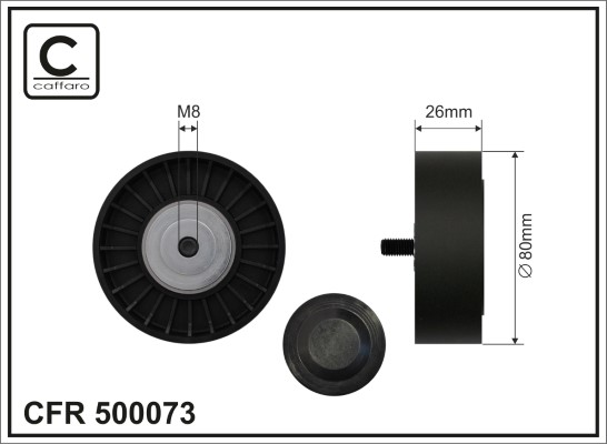 Tensioner Pulley, V-ribbed belt - 500073 CAFFARO