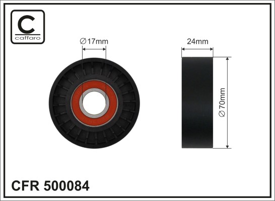 Tensioner Pulley, V-ribbed belt - 500084 CAFFARO