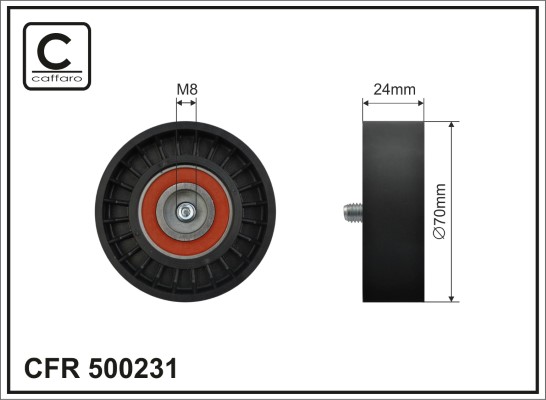 Tensioner Pulley, V-ribbed belt - 500231 CAFFARO