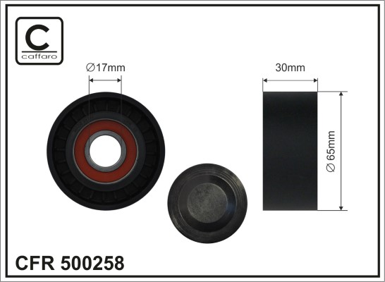 Tensioner Pulley, V-ribbed belt - 500258 CAFFARO